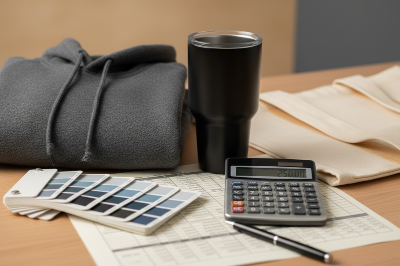 What is the optimal capital allocation and total budget for a startup's initial custom merchandise launch to maximize landed margins and brand impact without over-committing working capital?