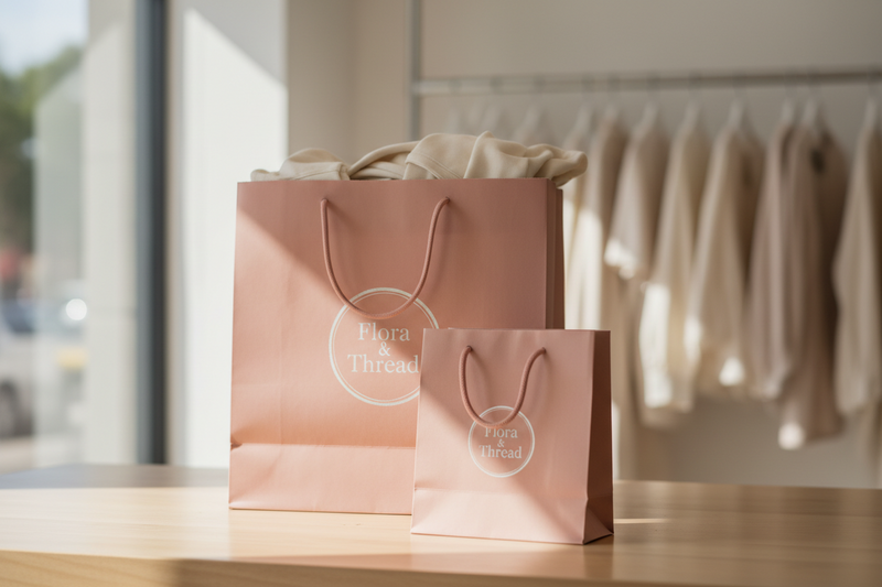 Custom Pink Paper Shopping Bags for a Clothing Boutique: From Store Branding to Final Specifications