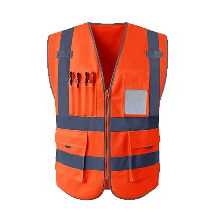 Custom High Visibility Reflective Safety Vest – Multi Pocket Breathable Mesh Workwear for Construction, Road Crew & Security