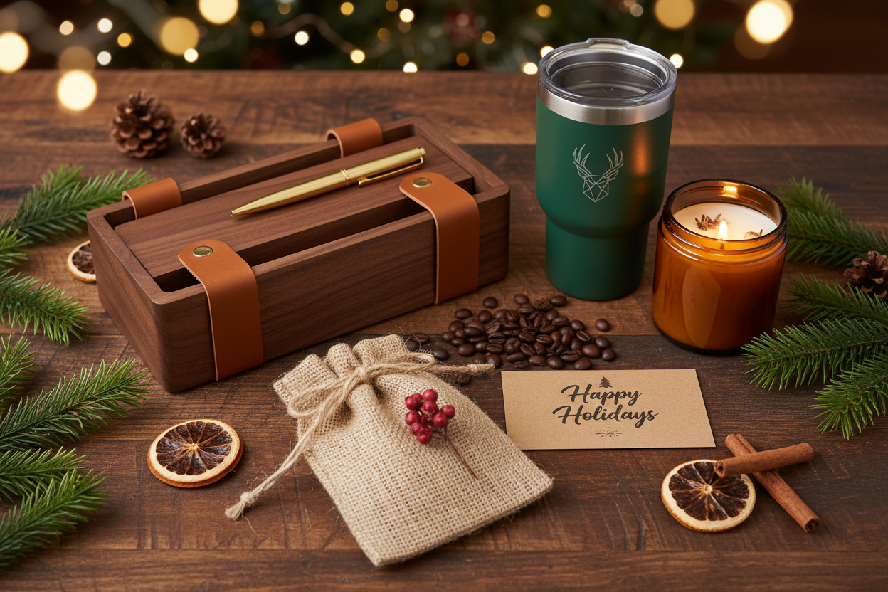 Holiday Gift Sourcing: Custom Desk Sets, Drinkware & Curated Kits