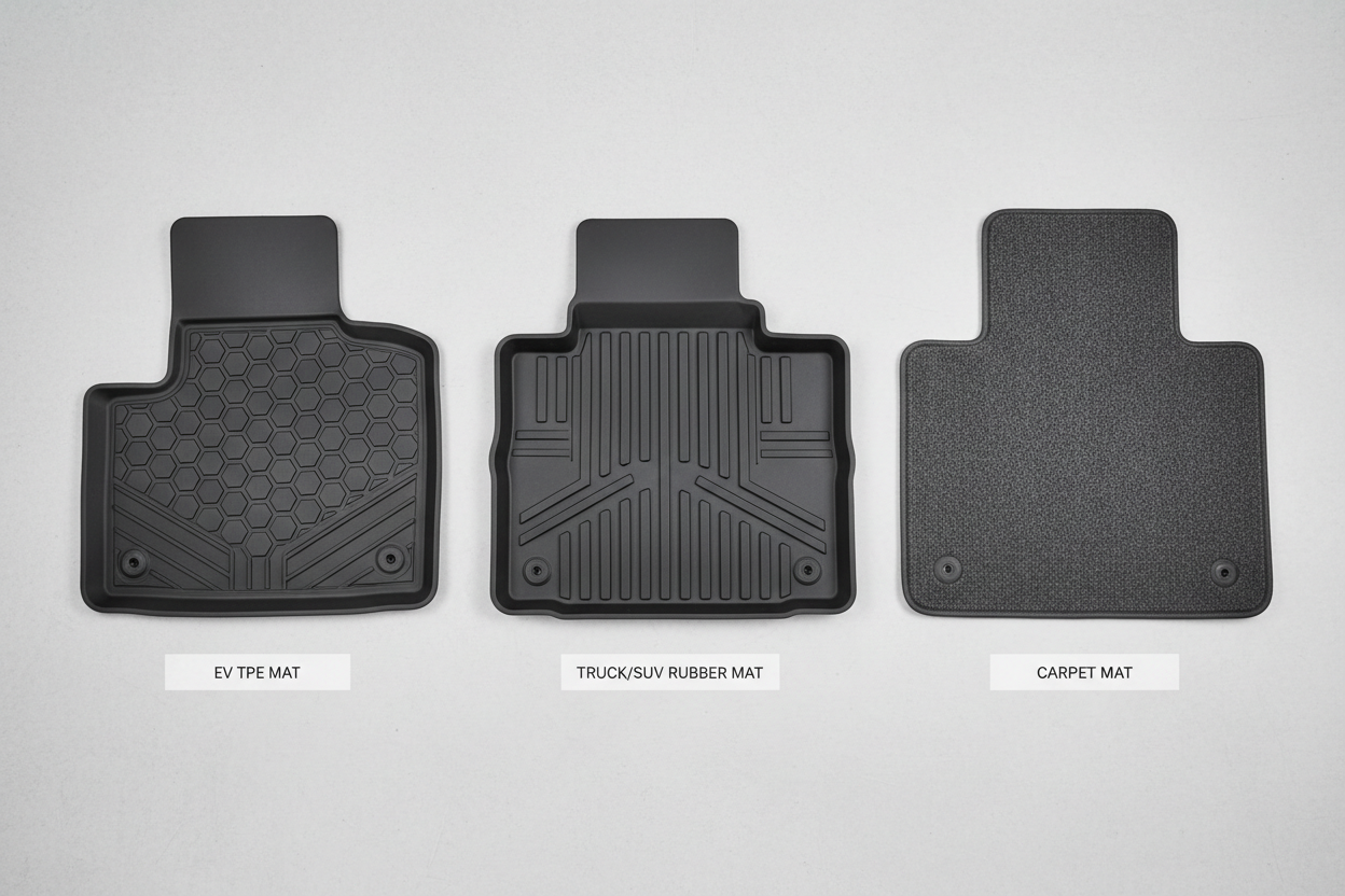 Best Material for All-Weather Car Floor Mats (TPE vs Rubber vs Carpet )