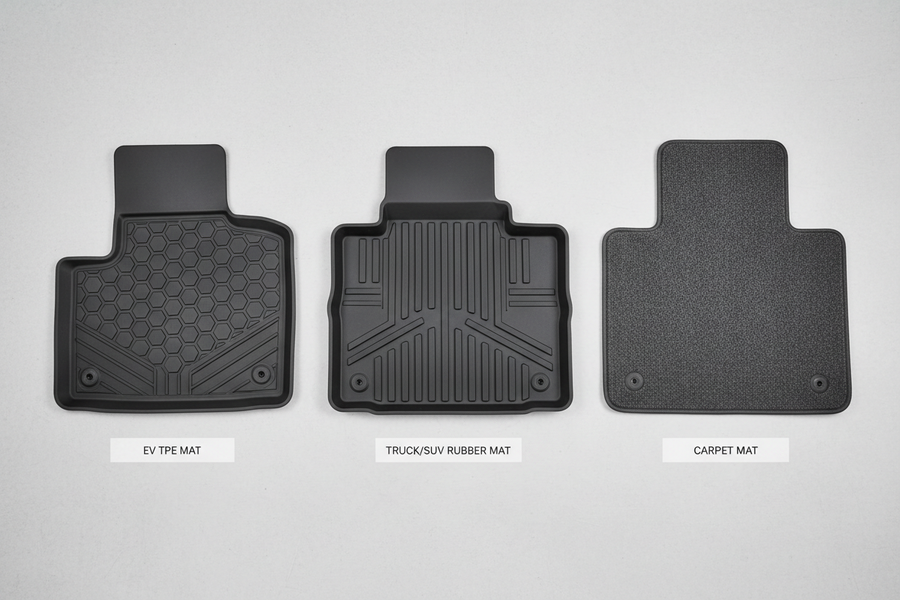 Best Material for All-Weather Car Floor Mats (TPE vs Rubber vs Carpet )