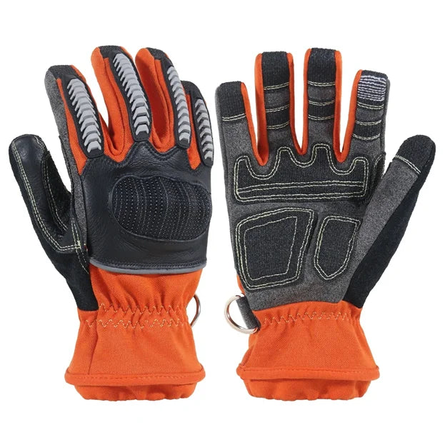 Leather Firefighter Rescue Gloves with Custom Logo | Heat Resistant, 1 MOQ, Sizes S-XXXL