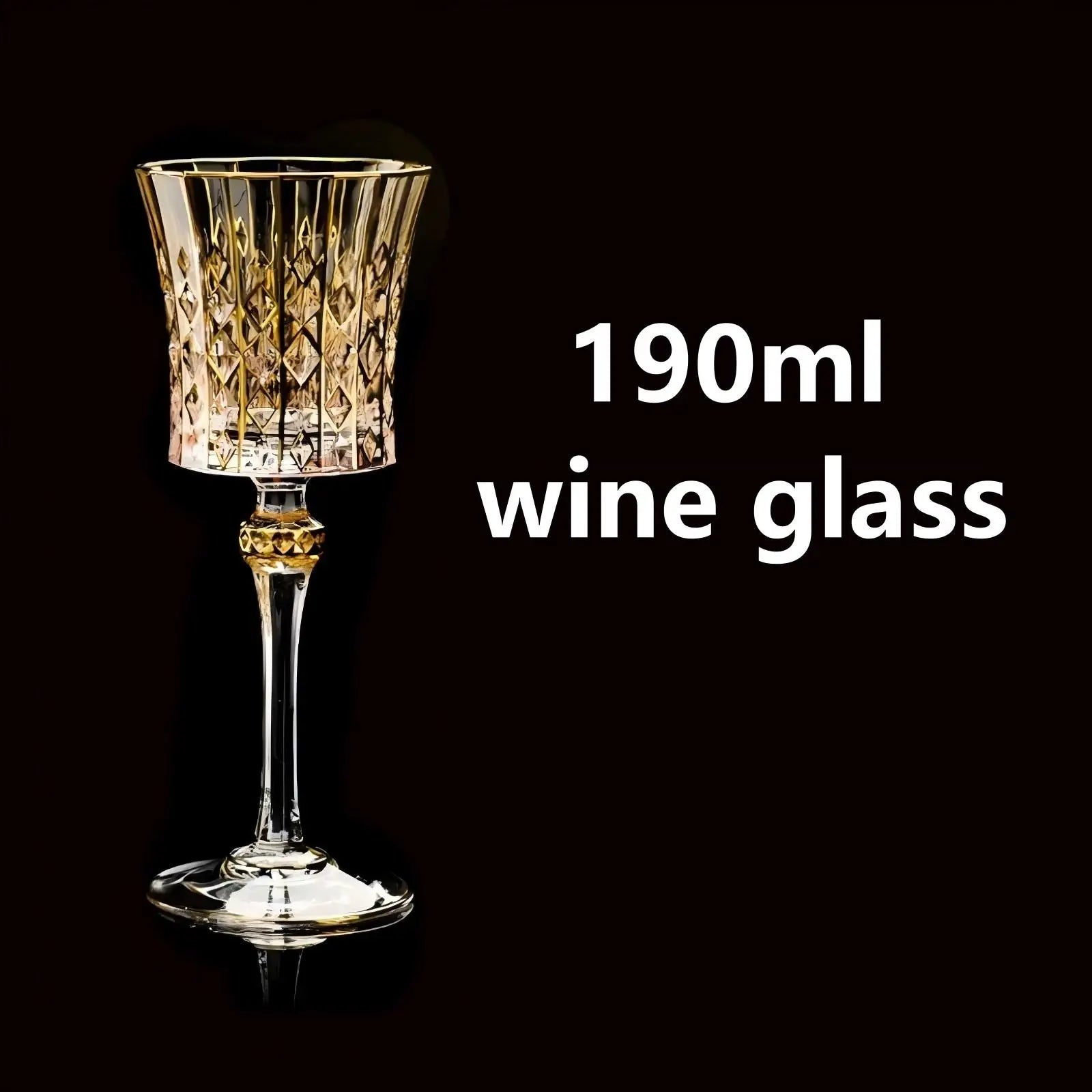Custom Lead-Free Crystal Glasses: 96 MOQ, 24K Gold Trim | Hand-Blown Vintage Wine Goblet Set
