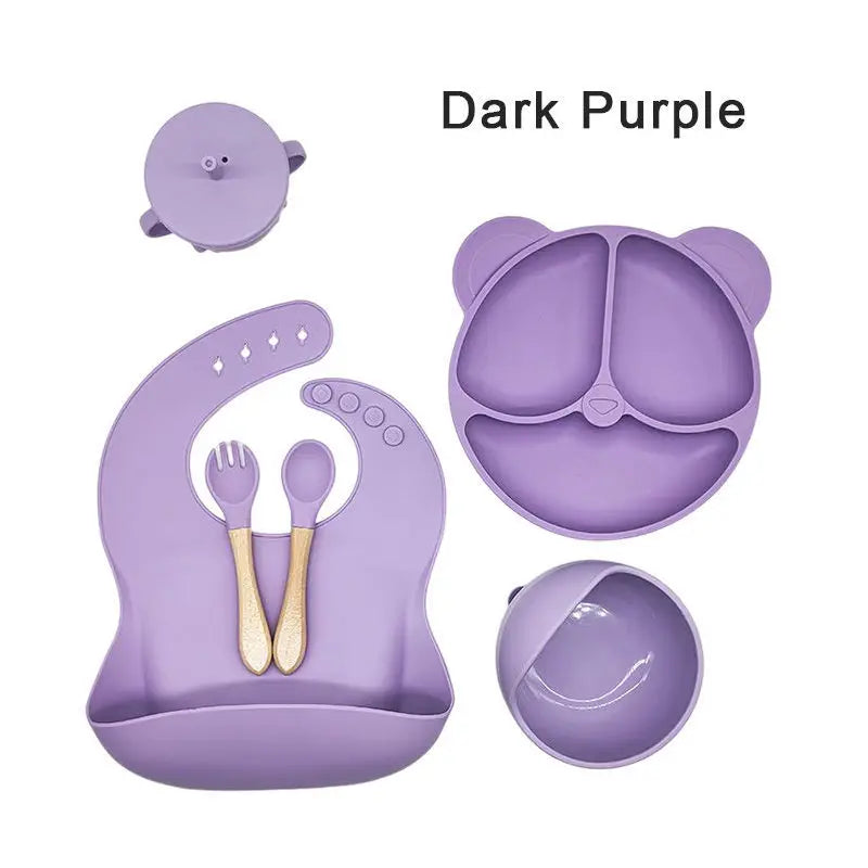 BPA-Free Silicone Suction Plate | 6 Piece Baby Feeding Set