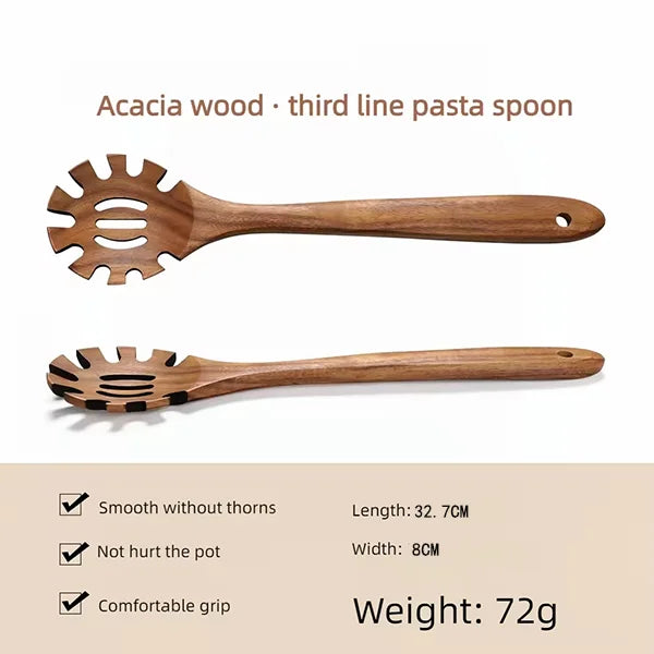 Acacia Wood Utensil Set 12-Piece | Custom Logo | Dishwasher Safe