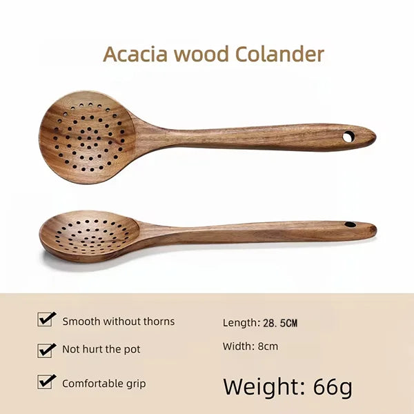 Acacia Wood Utensil Set 12-Piece | Custom Logo | Dishwasher Safe