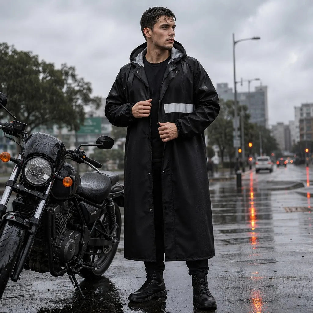Custom Reflective Motorcycle Raincoat | 500 Pcs MOQ Heavy-Duty Oxford Cloth