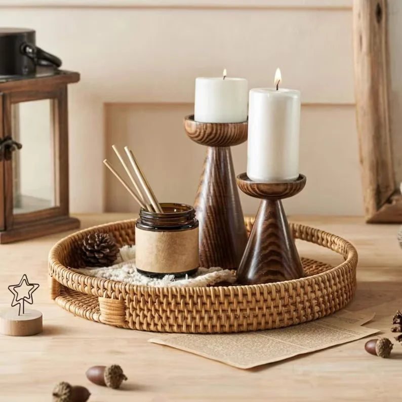 Wholesale Handwoven Rattan Trays | Round Serving Tray Organizers