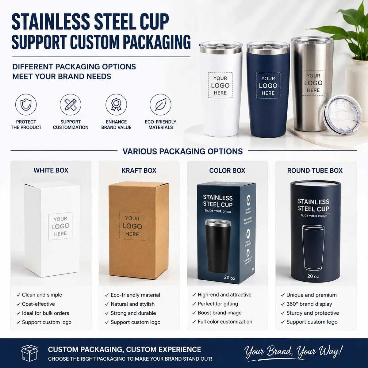 Custom Stainless Steel Tumblers with Logo Wholesale | MOQ 100