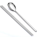 Custom Stainless Steel Chopsticks & Korean Spoon Set | Laser Engraved, Dishwasher Safe, 50 Sets MOQ