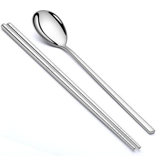 Custom Stainless Steel Chopsticks & Korean Spoon Set | Laser Engraved, Dishwasher Safe, 50 Sets MOQ