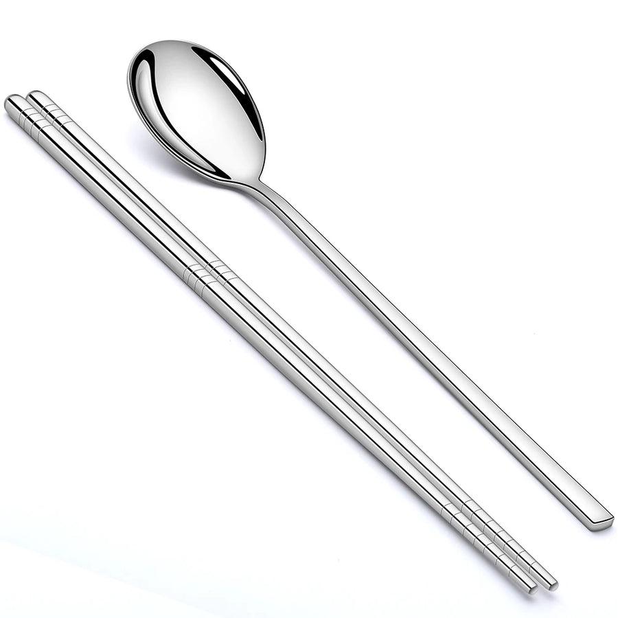 Custom Stainless Steel Chopsticks & Korean Spoon Set | Laser Engraved, Dishwasher Safe, 50 Sets MOQ