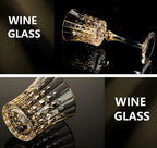 Custom Lead-Free Crystal Glasses: 96 MOQ, 24K Gold Trim | Hand-Blown Vintage Wine Goblet Set