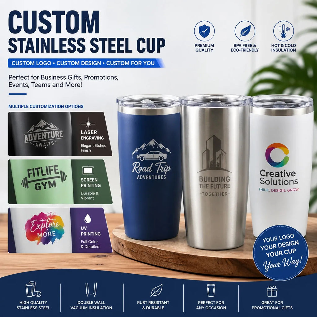Custom Stainless Steel Tumblers with Logo Wholesale | MOQ 100