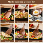 Acacia Wood Utensil Set 12-Piece | Custom Logo | Dishwasher Safe