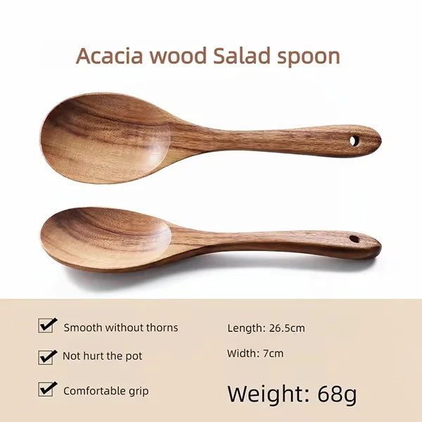 Acacia Wood Utensil Set 12-Piece | Custom Logo | Dishwasher Safe