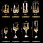 Custom Lead-Free Crystal Glasses: 96 MOQ, 24K Gold Trim | Hand-Blown Vintage Wine Goblet Set
