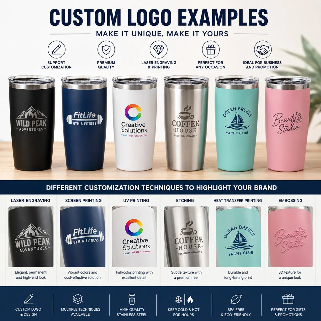 Custom Stainless Steel Tumblers with Logo Wholesale | MOQ 100