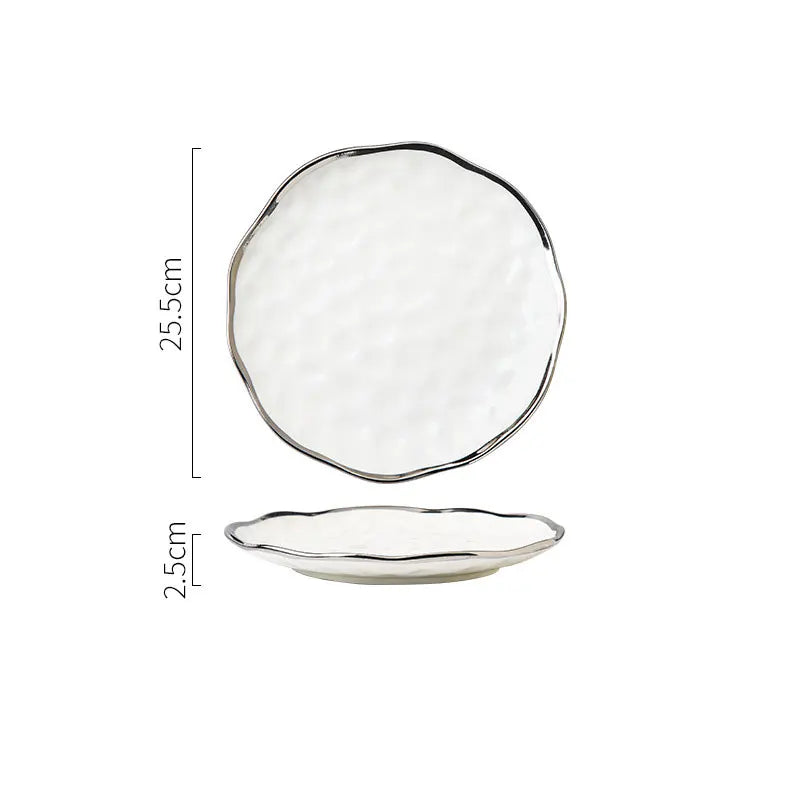 Silver Edge Ceramic Dinnerware Set | 20 MOQ | European Style | Luxury