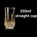 Custom Lead-Free Crystal Glasses: 96 MOQ, 24K Gold Trim | Hand-Blown Vintage Wine Goblet Set