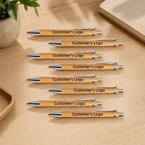 Custom Bamboo Pens with Laser Engraved Logo | Eco-Friendly, 100 MOQ, 1.0mm