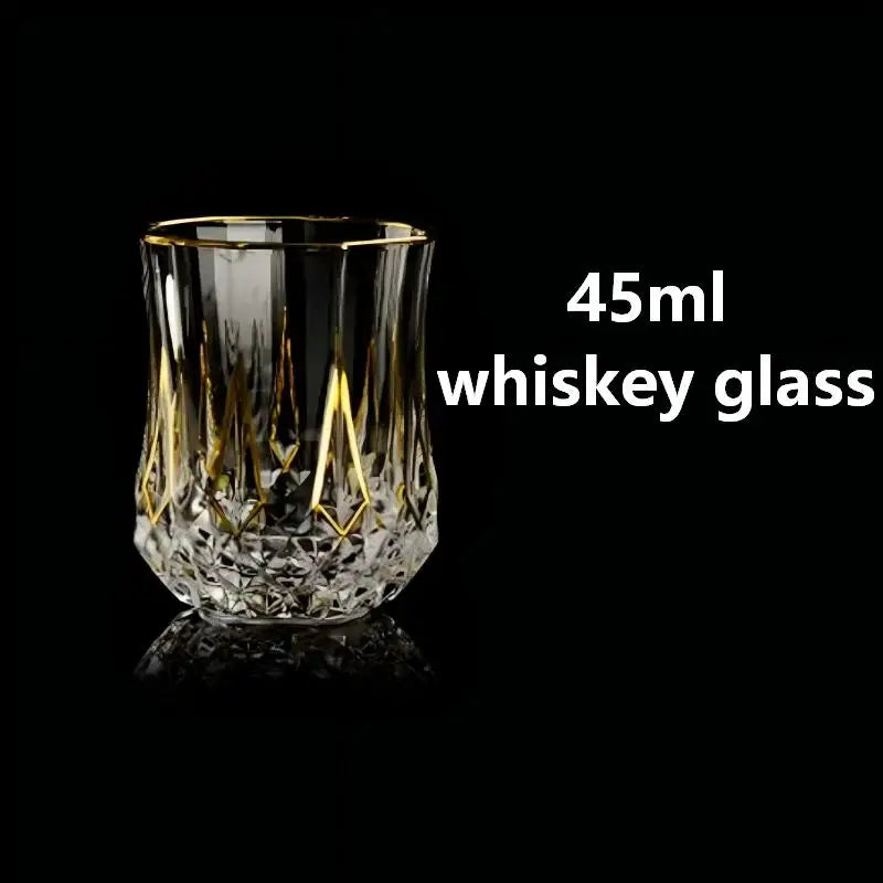 Custom Lead-Free Crystal Glasses: 96 MOQ, 24K Gold Trim | Hand-Blown Vintage Wine Goblet Set