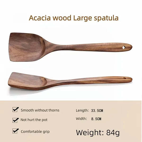 Acacia Wood Utensil Set 12-Piece | Custom Logo | Dishwasher Safe