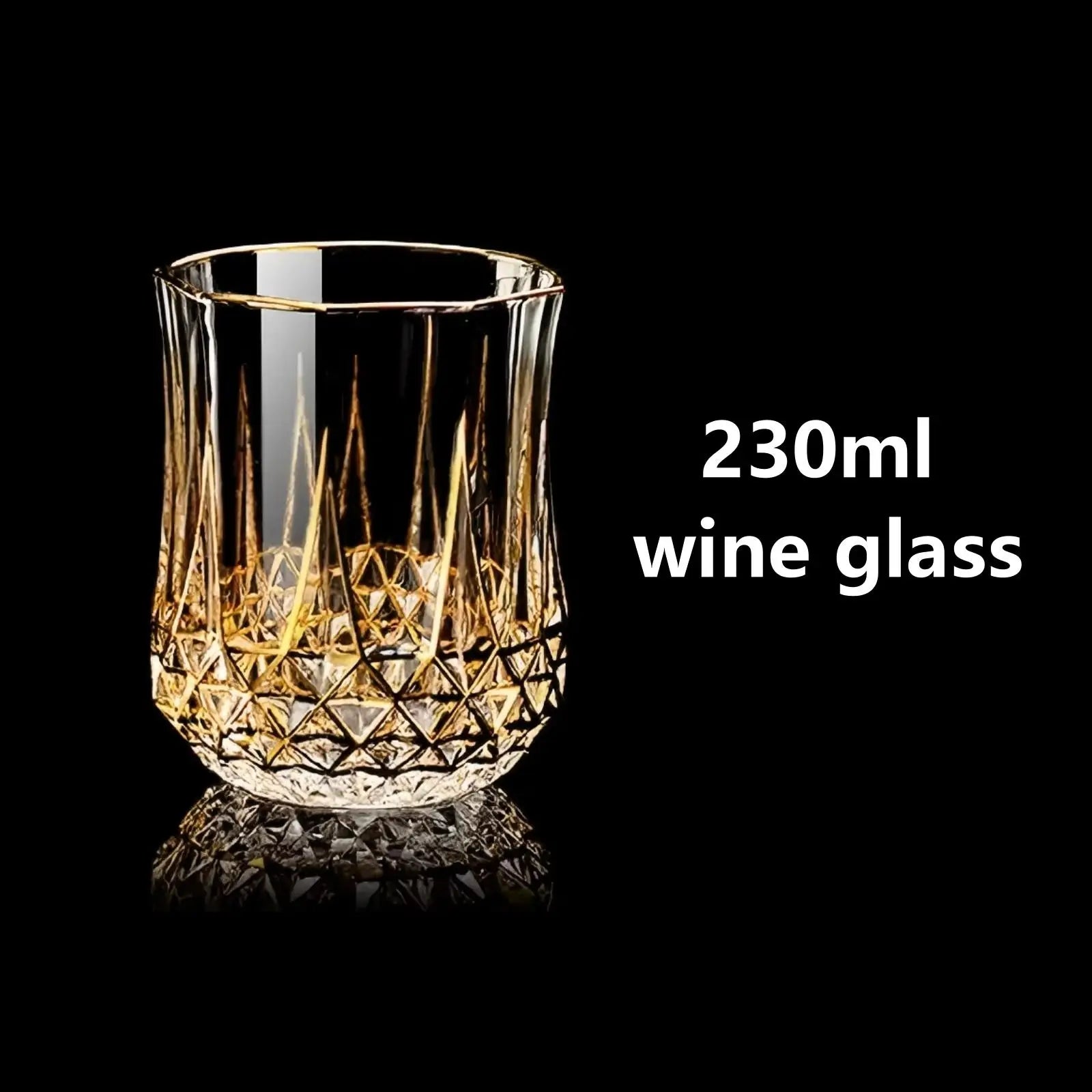 Custom Lead-Free Crystal Glasses: 96 MOQ, 24K Gold Trim | Hand-Blown Vintage Wine Goblet Set