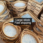 Wholesale Handwoven Rattan Trays | Round Serving Tray Organizers