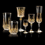 Custom Lead-Free Crystal Glasses: 96 MOQ, 24K Gold Trim | Hand-Blown Vintage Wine Goblet Set