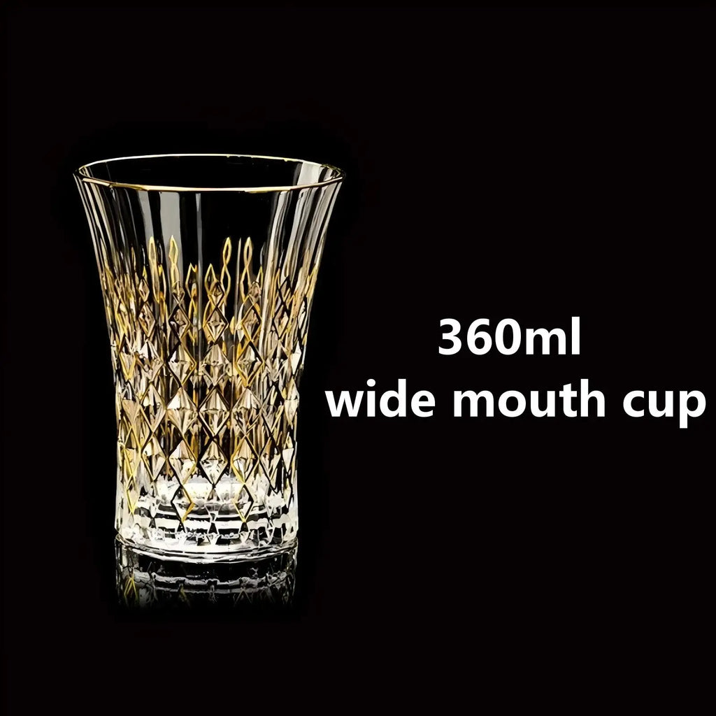 Custom Lead-Free Crystal Glasses: 96 MOQ, 24K Gold Trim | Hand-Blown Vintage Wine Goblet Set