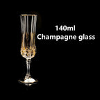Custom Lead-Free Crystal Glasses: 96 MOQ, 24K Gold Trim | Hand-Blown Vintage Wine Goblet Set