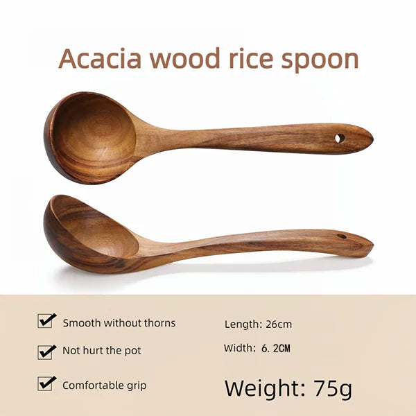 Acacia Wood Utensil Set 12-Piece | Custom Logo | Dishwasher Safe