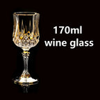 Custom Lead-Free Crystal Glasses: 96 MOQ, 24K Gold Trim | Hand-Blown Vintage Wine Goblet Set