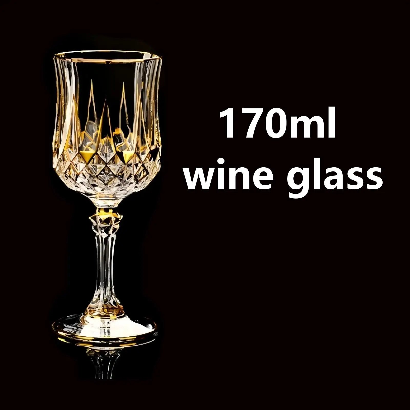 Custom Lead-Free Crystal Glasses: 96 MOQ, 24K Gold Trim | Hand-Blown Vintage Wine Goblet Set