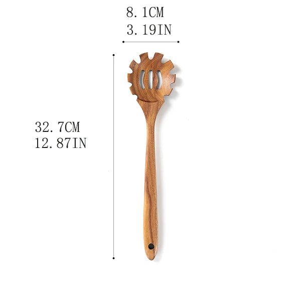 Acacia Teak Wood Utensil Set 9-Piece | Non-Stick | 1 MOQ | Custom Logo