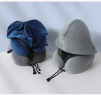 High Support Memory Foam U Shaped Travel Neck Pillow with Hood