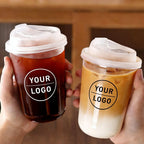 Wholesale Custom Printed Clear PET Plastic Cup with Lid for Iced Coffee