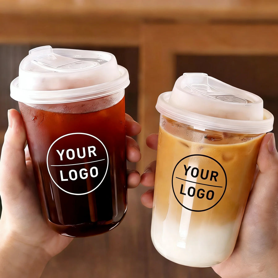 Wholesale Custom Printed Clear PET Plastic Cup with Lid for Iced Coffee