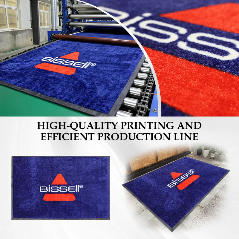 Custom Printed Nylon Floor Mat: Rubber Backing, 12 Pantone Colors, MOQ 5pcs