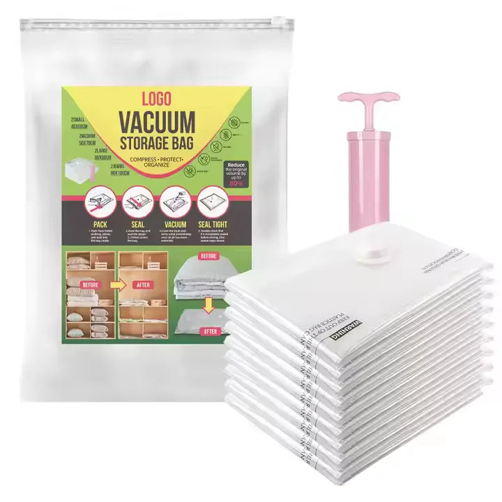 Custom Vacuum Storage Bags with Logo | PA+PE 80% Space Saver