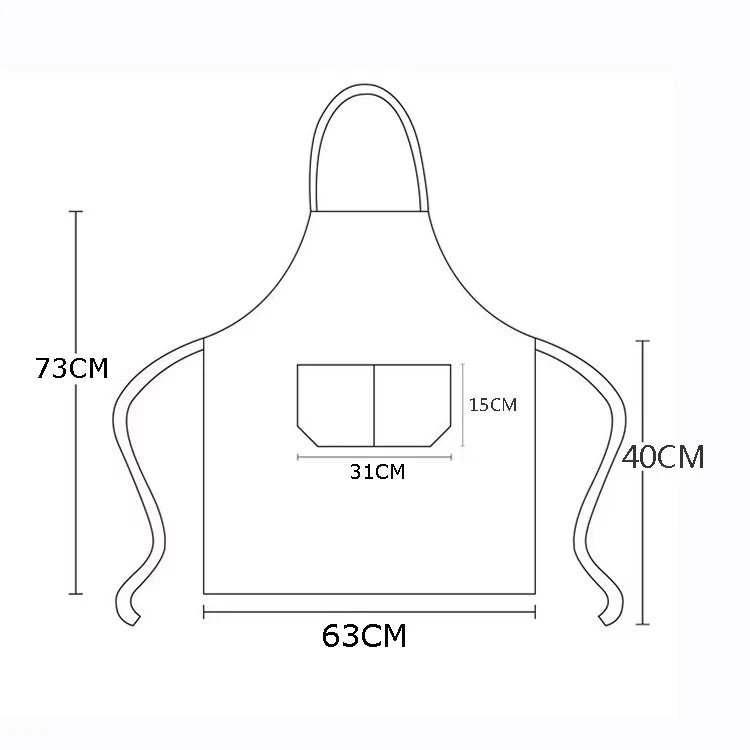 Custom Plain Color Polyester Bib Apron with Front Pocket for Cafés, Kitchens, BBQ, and Cleaning Use