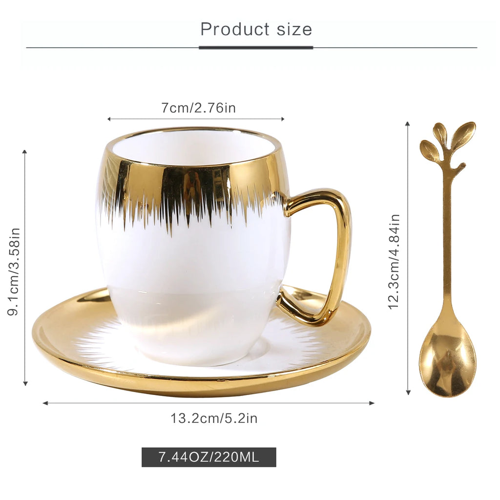 Porcelain Gold-Plated Coffee Mug Set | Custom Corporate Gifts