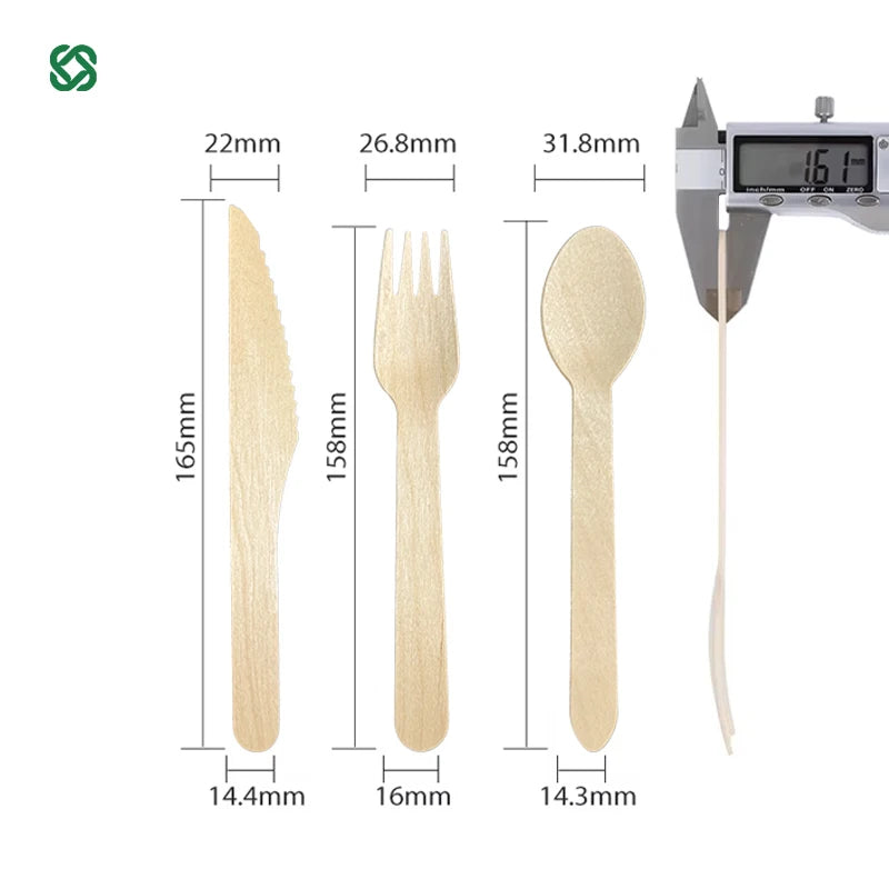 Boxed Disposable Wooden Cutlery Sets | 16cm Birch Hotel Cutlery