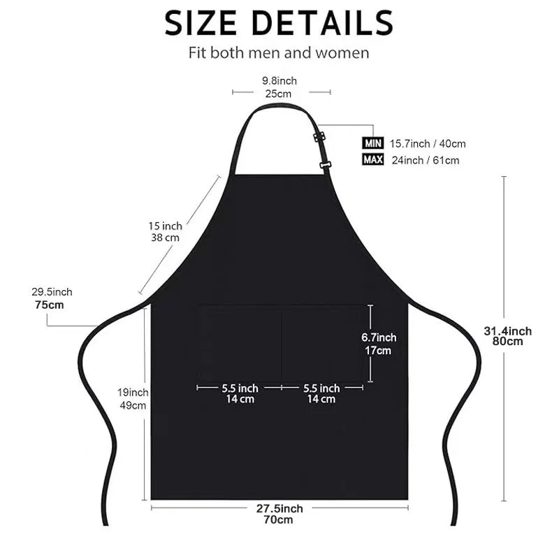 Custom Waterproof Poly-Cotton Restaurant Apron with 3 Pockets and Adjustable Neck Strap