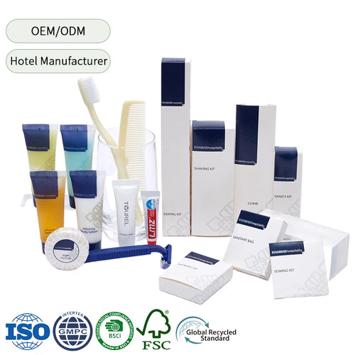 Custom 5-Star Hotel Amenity Kits with Logo – 10,000 MOQ, ISO/GMPC