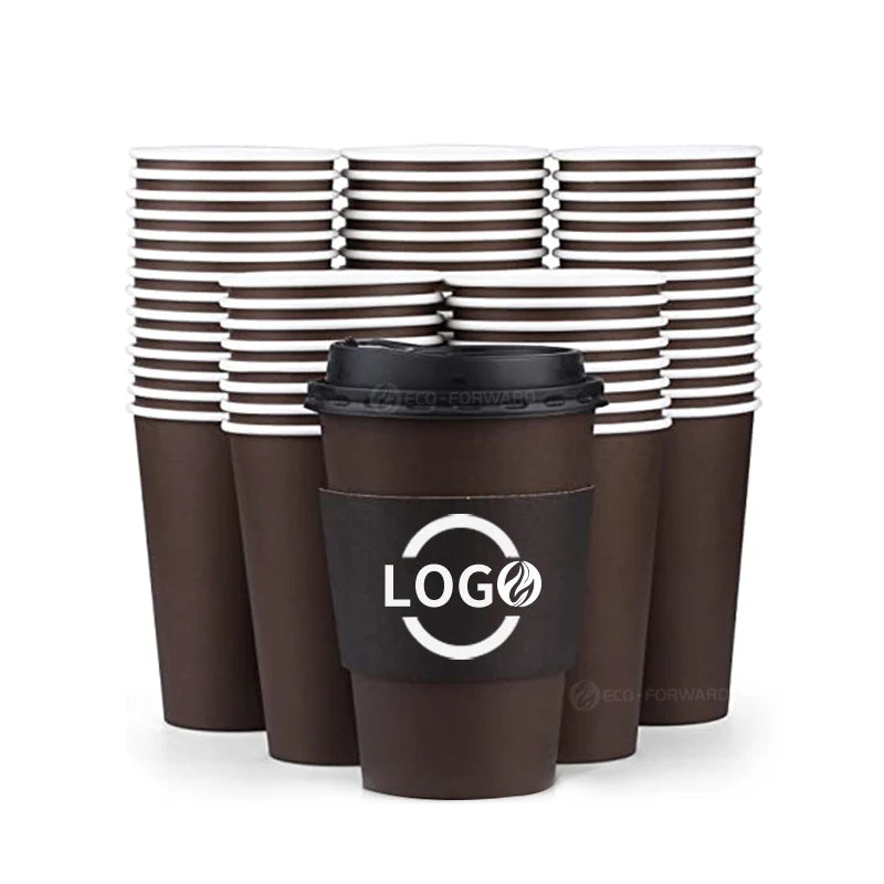 Customized Brown Kraft Paper Coffee Cup with Logo | MOQ 10,000