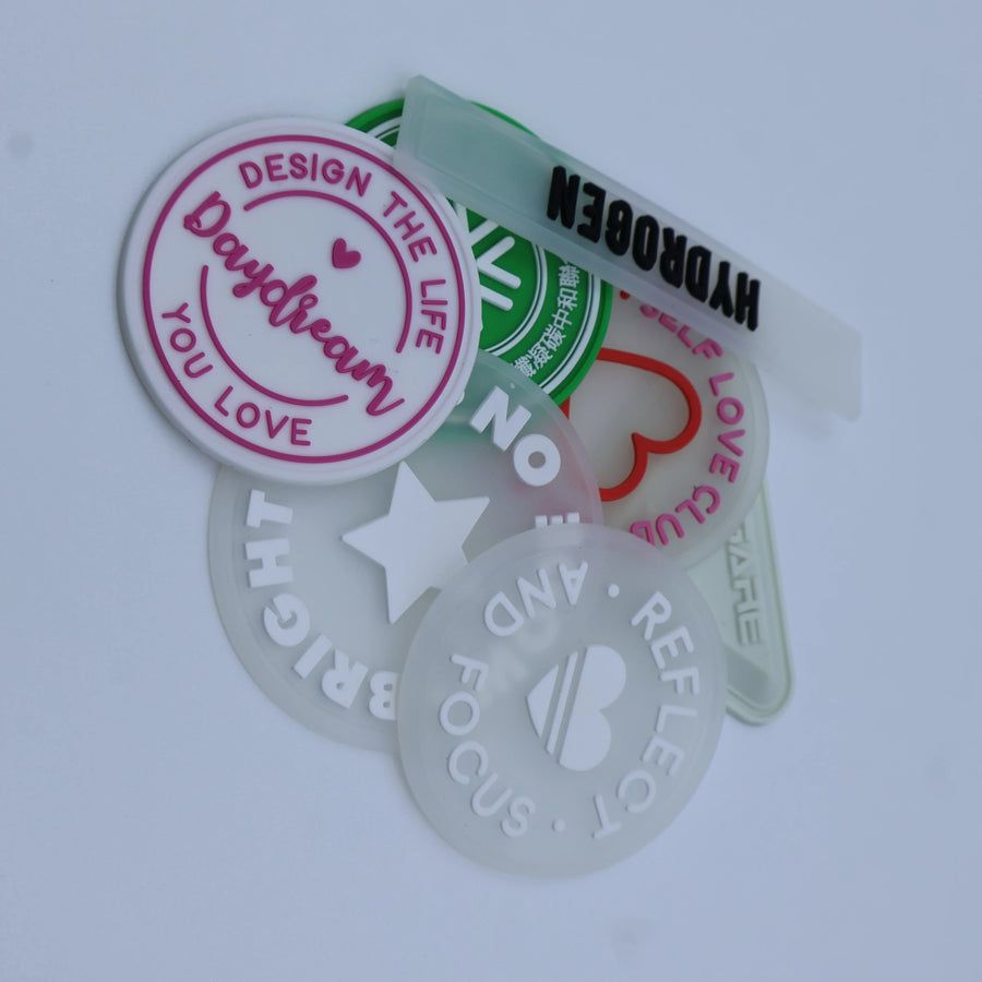 Custom 3D Embossed Silicone Clothing Labels | PVC Rubber Labels | 100 MOQ