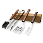Custom Wooden Handle BBQ Tool Set: Stainless Steel, Laser Engraved Logo, MOQ 100 for Grilling & Camping